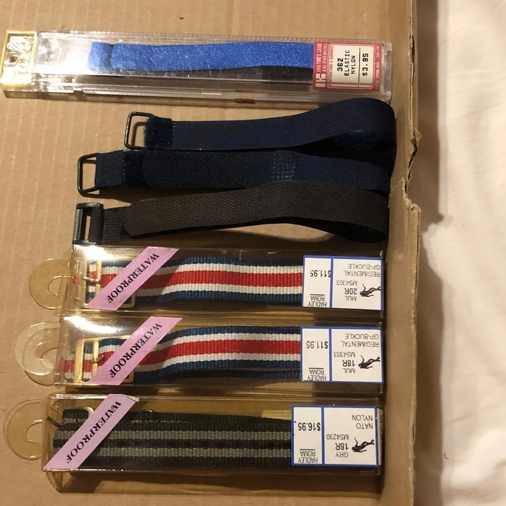 Roma Men's watch straps- Navy, Black, Blue, Red-White-Blue, Olive Stripes